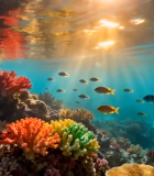 	 海底多彩珊瑚与鱼群景观10619#横屏 