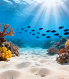 海底珊瑚礁与游动鱼群(1)11357#横屏 