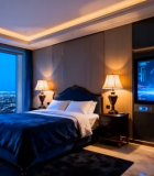 现代风格卧室带大屏幕电视14388#横屏 