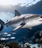海底鲨鱼与鱼群游动素材8463#横屏 