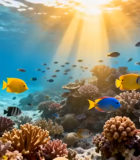 海底珊瑚礁与多彩鱼群画面15085#横屏 