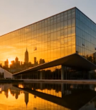 现代玻璃建筑夕阳全景12941#横屏 