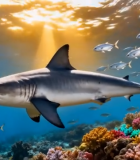 海底鲨鱼与鱼群及珊瑚景观12386#横屏 