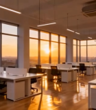 现代办公室夕阳景观10639#横屏 