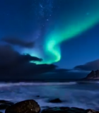 海边夜空下的极光景观6719#横屏 