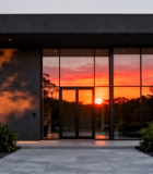 现代别墅夕阳下外观10030#横屏 