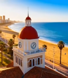 海滨城市钟楼与城市风光13554#横屏 