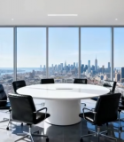 现代办公室内圆桌及城市景观10829#横屏 