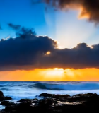 海边日落海浪礁石景观2463#横屏 