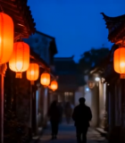 古街巷挂灯笼夜景10004#横屏 