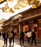 古街行人漫步场景7953#横屏 