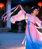 古装女子庭院中舞蹈3274#横屏 