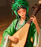 古装女子弹奏琵琶素材5478#横屏 