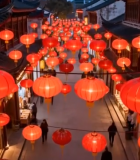 古街红灯笼夜景俯瞰14009#横屏 