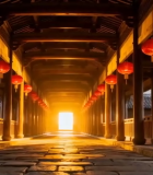 	 古建筑走廊挂红灯笼场景4379#横屏 