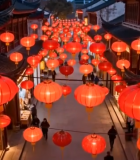	 古街红灯笼夜景俯瞰14009#横屏 