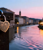 古建筑屋檐夜景与山间云雾2064#横屏 