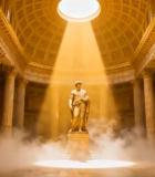 古典建筑内雕像与光线素材4062#横屏 