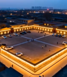 	 古城夜景停车场鸟瞰画面8055#横屏 