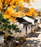 古村落秋日风景5263#横屏 