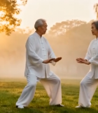 公园中老人练太极拳5940#横屏 