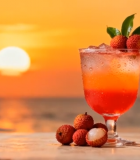 夕阳下荔枝饮料特写11191#横屏 