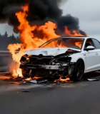 	 公路上汽车起火及救援场景2553#横屏 