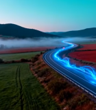 公路田野间行驶的汽车素材13816#横屏 