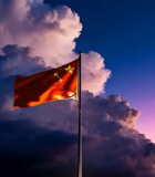 夕阳下飘扬的五星红旗(1)13612#横屏 