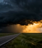 公路上空乌云密布自然风光4760#横屏 