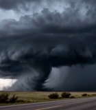 公路旁的龙卷风乌云景象8527#横屏 