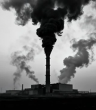 	 工厂烟囱排放烟雾画面12523#横屏 