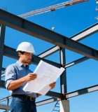 工程师工地查看建筑图纸6130#横屏 