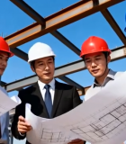 工地工程师查看建筑图纸12232#横屏 