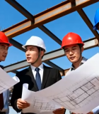 	 工地工程师查看建筑图纸12232#横屏 