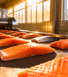 工厂内三文鱼加工流水线13972#横屏 