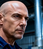 工厂内光头男性近景画面11299#横屏 