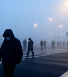 雾中行人过马路场景648#横屏 