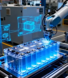 工厂机械臂操作电池生产4037#横屏 