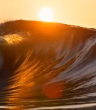 夕阳下大海海浪景观10055#横屏 