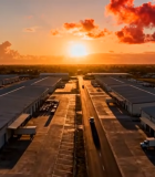 夕阳下的物流园区全景13236#横屏 