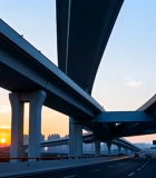 夕阳下的城市立交桥全景13524#横屏 