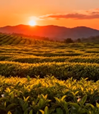夕阳下的茶园风光7628#横屏 