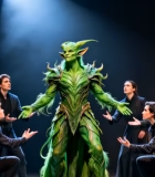 舞台表演中演员与奇异装扮舞者3388#横屏 