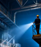 工厂工人持手电检查设备772#横屏 