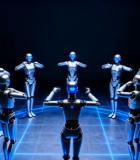 舞台上机器人整齐舞蹈6935#横屏 