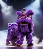 舞台上的紫色舞狮表演14140#横屏 