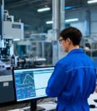 工厂工人与技术人员查看电脑数据14609#横屏 