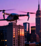 无人机飞行俯瞰城市摩天大楼3007#横屏 