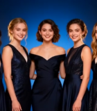 五位身着礼服微笑的女性8337#横屏 